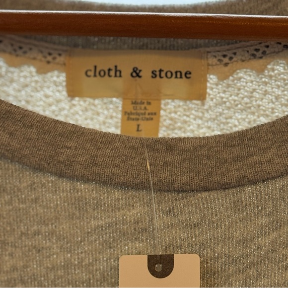 Anthropologie Women's Cloth & Stone Short Sleeve Gray Sweatshirt Tunic Dress L - Picture 7 of 12